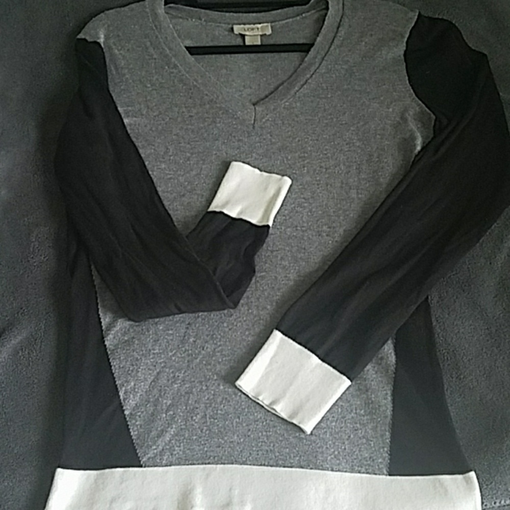 LOFT sweater, grey and black